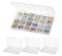 AHANDMAKER 4 Pack Clear Acrylic Organizer Box with 24 Grids Jewelry Craft Storage Container for Bead Storage Rhinestones Gems Nail Art Supplies Jewelry Making Craft Organization