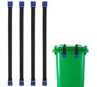 AHANDMAKER 4 Pack Double Claw Trash Can Lock Straps for Animals, Outdoor Racoon Proof Garbage Can Lid Locking Cords Universal Waste Bin Lid Locks Adjustable Elastic Belts for Outside Bins