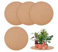 AHANDMAKER 4 Pack Large Cork Plant Coasters Round Natural Wood Cork Plant Coasters Waterproof Floor Protectors for Indoor Plants Pots Holiday Decor Living Room Balcony, 15.75in