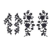 AHANDMAKER 4 PCS Black Embroidered Flower Cloth Appliques Wedding Dress Patch 2 Style Embroidered Flower Lace Applique Sew on Patches for DIY Sewing Wedding