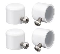 AHANDMAKER 4 Pcs Window Curtain Rod End Caps, Iron Curtain Rod Finials with Screw, Curtain Pole End Plug Caps for 0.75 Inch Diameter Roman Curtain Rods, White