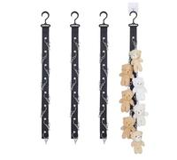 AHANDMAKER 4 Sets Plush Doll Hanging Organizer, 26 Inches Nylon Stuffed Animal Storage Chain with 8 Stainless Steel Clips Doll Display Holder Straps for Wall Corner Playroom Bedroom Decoration, Black