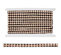 AHANDMAKER 4 Yards Hot Fix Nailhead Trim 0.39inch/10mm Wide Studed Applique Decorative Metal Iron-on Convex Dome Rivet Ribbon for Purse Handbag Punk Clothing Belt Decoration, Gold