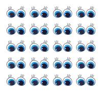 AHANDMAKER 40 Pcs Blue Eye Iron On Patches Round Shape Embroidery Patches with Eyelash for DIY Craft Projects Clothing Decoration and Sew On Eyes for Stuffed Animals