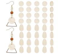 AHANDMAKER 40 Pcs Natural Wooden Pendants Unfinished Walnut Wood Earring Blanks Papaya Whip Color Teardrop and Flat Round Boho Charms for DIY Jewelry Making Craft Projects Gift Giving