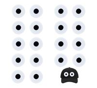 AHANDMAKER 40 Pcs White Eye Iron On Patches Round Shape Embroidery Patches with Eyelash for DIY Craft Projects Clothing Decoration and Sew On Eyes for Stuffed Animals