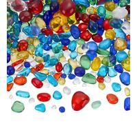 AHANDMAKER 400g Rainbow Glass Stones Irregular Glass Pebbles Gemstones Bulk Artificial Crystal Stones for Handmade Artwork Beaching Wedding DIY Decoration Aquarium Turtle Tank Vase Filler