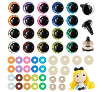 AHANDMAKER 40Pcs 16mm Plastic Safety Eyes, 3D Glitter Craft Eyes with Washers Crafts Making Stuffed Animal Eyes for Puppet, Plush Animal, Teddy Puppet, Crochet Animal Doll Making Supplies