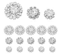 AHANDMAKER 40Pcs 3 Styles Silver Rhinestone Cabochons, Zinc Alloy Flatback Sparkle Crystal Cabochons, Flower Shape Embellishments for DIY Jewelry Crafts Clothing Decoration Bag Accessories 12/14/19mm