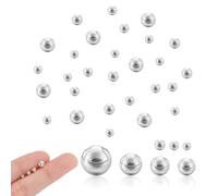 AHANDMAKER 40Pcs 4 Size Solid Sterling Silver No Hole Round Bead 2-4mm Assorted Pearls Beads Silver Loose Beads No Hole for DIY Craft Project Table Scatter Home Wedding Birthday Party Vase Fillers