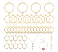 AHANDMAKER 40Pcs 4 Sizes Round Open Bezel Connector Charms Hollow Circle Bezel Round Linking Charms Gold Double Hole Blank Hollow Frame Charm for Resin Necklace Earrings Pressed Flower DIY Crafts