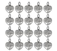 AHANDMAKER 40Pcs Alloy Tree of Life Charms, Heart Shape Vintage Antique Metal Charms Tibetan Tree Beads Charm Pendants for DIY Earrings Bracelet Necklace Jewelry Making Supplies
