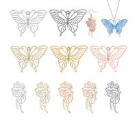 AHANDMAKER 40Pcs Butterfly Open Bezel Charms Pendants, 10 Styles Open Bezels for Resin, Hollow Frame Charms with Loop Resin Casting Jewelry Molds for DIY Necklace Earrings Pressed Flower Craft Making