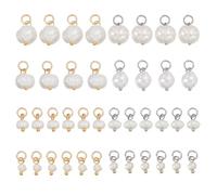 AHANDMAKER 40Pcs Natural Pearl Pendant Charms Freshwater Pearl Pendants with Stainless Steel Jump Rings White Natural Beads Summer Charms for Crafts DIY Jewelry Making Supplies 12~15mm