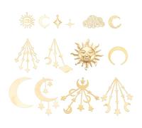 AHANDMAKER 42 Pieces Gold Moon Charms Mixed Shapes Celestial Pendants Metal Star/Sun/Cloud/Eye Charms for Necklace Earrings DIY Jewelry Making Craft Projects Gift