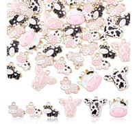 AHANDMAKER 42Pcs 6 Styles Cow Axolotl Charms Colorful Animal Metal Cute Cow Alloy Charms Enamel Pendants Earring Dangle Pendants for Jewelry Making Necklaces Bracelets Keychains or DIY Crafts