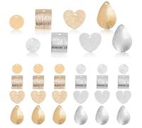 AHANDMAKER 48 Pcs 8 Styles Geometric Flat Charms Jewelry Connector Link Charms Textured Metal Teardrop Heart Charm for DIY Earrings Bracelets Necklaces Jewelry Making, Hole: 1.2~1.4mm