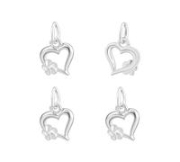 AHANDMAKER 4Pcs 925 Sterling Silver Heart Charms, Hollow Heart Shaped Flower Pendants with Jump Rings Love Dangle Charm for Jewelry Making DIY Necklaces Bracelets Earrings Craft Supplies Gifts