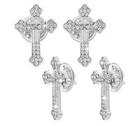 AHANDMAKER 4Pcs Cross Lapel Pin for Men, Metal Faith Cross Pin Brooches with Rhinestones, Suit Collar Accessories Decorative Jewelry Pins for Clothes Coats Sweaters Hats Backpacks Gifts