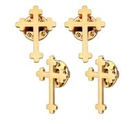 AHANDMAKER 4Pcs Cross Lapel Pin for Men, Stainless Steel Faith Cross Pin Brooches, Suit Collar Accessories Decorative Jewelry Pins for Clothes Coats Sweaters Hats Backpacks Gifts, Golden