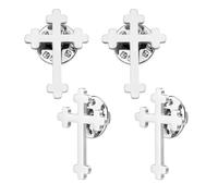 AHANDMAKER 4Pcs Cross Lapel Pin for Men, Stainless Steel Faith Cross Pin Brooches, Suit Collar Accessories Decorative Jewelry Pins for Clothes Coats Sweaters Hats Backpacks Gifts, Silver
