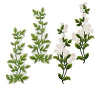 AHANDMAKER 4Pcs Green Vine Embroidery Lace Applique Motif Forest Leaves Patches Bohemian Shoulder Collar Embellishment Decorative Patches for Clothing Bags DIY Accessory Craft