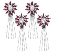 AHANDMAKER 4Pcs Handmade Beaded Patches, Glass Crystal Fringe Shoulder Epaulette Sparkly Glass Beads Tassel Sew On Appliques for Jackets Jeans Dresses Shoes Hats Bags Decoration DIY Crafts, Red