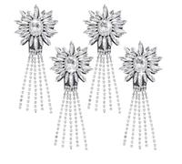AHANDMAKER 4Pcs Handmade Beaded Patches, Glass Crystal Fringe Shoulder Epaulette Sparkly Glass Beads Tassel Sew On Appliques for Jackets Jeans Dresses Shoes Hats Bags Decoration DIY Crafts, Clear