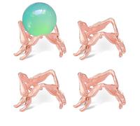 AHANDMAKER 4Pcs Metal Butterfly Crystal Ball Stand Rose Gold Sphere Holder Lensball Base Globe Stone Display Rack Ornaments for Rocks Marbles Tennis Collections Table Desktop Home Decor
