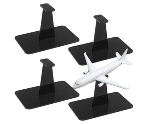 AHANDMAKER 4PCS Model Plane Display Stand Acrylic Black Base Detachable Display Holder Without Airplane for Home Office Model Aircraft Storage Decoration, 3.15x5.12x3.15 Inch