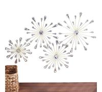 AHANDMAKER 4Pcs Starflower Wall Decor Bling Wall Art Shiny Rhinestones Sunburst Water Drop Decor Modern Accent Sculptures Decorations for Home Living Room Entryway Bedroom, Gold