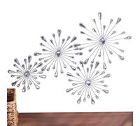 AHANDMAKER 4Pcs Starflower Wall Decor Bling Wall Art Shiny Rhinestones Sunburst Water Drop Decor Modern Accent Sculptures Decorations for Home Living Room Entryway Bedroom, Silver