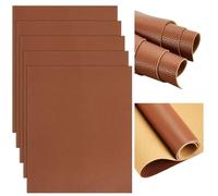 AHANDMAKER 5 Pcs Laserable Leather Sheets, 9.8 x 11.8 inch Leatherette Patches Blanks Laserable Engravable Faux Leatherette Sheets Laser Engraving Art Craft Supplies and Materials, Reddish Brown