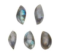 AHANDMAKER 5 Pcs Natural Labradorite Stone, Muti Shape Loose Gemstone Rainbow Cabochon Pendants for DIY Jewelry Necklace Wire Wrapping Craft Making, Hole: 1mm