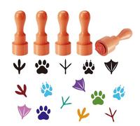 AHANDMAKER 5 Styles Animal Paw Theme Stamps, Cute Paw Pattern Mini Wooden Unique Designs Drawing Stamps for DIY Making Scrapbooking Card Stamping Crafting Planner
