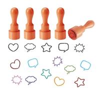 AHANDMAKER 5 Styles Comic Dialogue Wooden Rubber Stamp, Speech Bubble Patterns Emotion Doodle Round Rubber Stamp for DIY Making Scrapbooking Card Stamping Pottery Clay Crafting