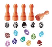 AHANDMAKER 5 Styles Easter Egg Stamps, Easter Eggs Pattern Mini Wooden Rubber Stamp Unique Designs Egg Drawing Stamps for Eggs Famers and Chicken Owners Scrapbooking Card Making Planner