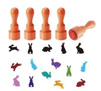 AHANDMAKER 5 Styles Egg Stamps, Rabbit Silhouette Pattern Mini Wooden Rubber Stamp Unique Easter Themed Egg Drawing Stamps for Eggs Famers and Chicken Owners Scrapbooking Card Making Planner