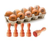 AHANDMAKER 5 Styles Egg Stamps Text and Chicken Pattern Egg Stamp, Mini Wooden Egg Stamp, Unique Designs Egg Drawing Stamps for Egg Famers and Owners, Scrapbooking Card Making Planner Decal