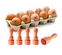 AHANDMAKER 5 Styles Fresh Egg Stamp Mini Whisk Poached Eggs Pattern Stamp Wooden Egg Stamps Decorative Label Stamps for Egg Famers and Owners, Farm Supplies Card Making Planner Decal