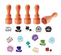 AHANDMAKER 5 Styles St. Patrick's Day Egg Stamps, St. Patrick's Elements Mini Wooden Rubber Stamp Unique Designs Egg Drawing Stamps for Eggs Famers and Chicken Owners Scrapbooking Card Making Planner