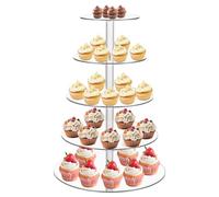 AHANDMAKER 5-Tier Acrylic Cupcake Tower Clear Round Dessert Display Stand 16.34in Height Cake Stand for Wedding Birthday Party Christmas Dessert Table Decoration