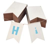 AHANDMAKER 50 Pack Unfinished Blank Wood Signs with Ropes Rectangle Plain Hanging Craft Door Signs Pre Drilled DIY Wooden Banner Blank for DIY Crafts, Painting and Engraving Wall Decorations