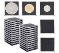 AHANDMAKER 50 Pcs Clear Square Silver Dollar Coin Protector Holder Coin Collection Case of 10 Size with Adjustable Gasket for Collectors American Silver Eagle Liberty Coins JFK Half Dollar