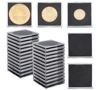 AHANDMAKER 50 Pcs Clear Square Silver Dollar Coin Snap Holders Coin Collection Case of 10 Size with Adjustable Gasket for Collectors American Silver Eagle Liberty Coins JFK Half Dollar