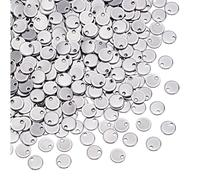 AHANDMAKER 500Pcs 6mm Blank 304 Stainless Steel Stamping Tag Charms Round Metal Blank Stamping Tag Pendants Smooth Polished Flat Round Disc Pendants for Engraving Necklace Bracelets Jewelry Making