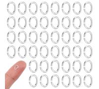 AHANDMAKER 50Pcs 925 Sterling Silver Closed Jump Ring 4x5mm Oval Closed Ring Connectors Accessories Jewelry Making Supplies for DIY Necklace Bracelet Earring Christmas Decoration
