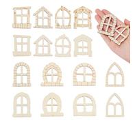 AHANDMAKER 50Pcs Miniature Window and Door Set Furniture Tiny Window Models Mini Dollhouse Door Kit for Miniature House Fairy Garden Dollhouse Furniture Decoration Accessory