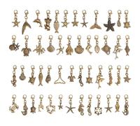 AHANDMAKER 50Pcs Sea Animal Charms, Antique Bronze Seashell Starfish Pendants with Lobster Claw Clasps Ocean Theme Dangle Charms for Jewelry Making Necklaces Bracelets Earrings DIY Crafts