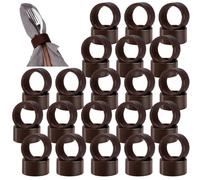 AHANDMAKER 50Pcs Wood Napkin Rings Dining Table Napkin Holders Buckles Round Holders for Dining Anniversary Birthday Dinner Christmas Fall Thanksgiving Party of Table Setting (Round, Brown)